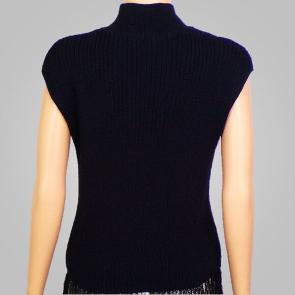 EXPRESS size S black knit short-sleeve turtle-neck pullover top cotton blend - Picture 7 of 16